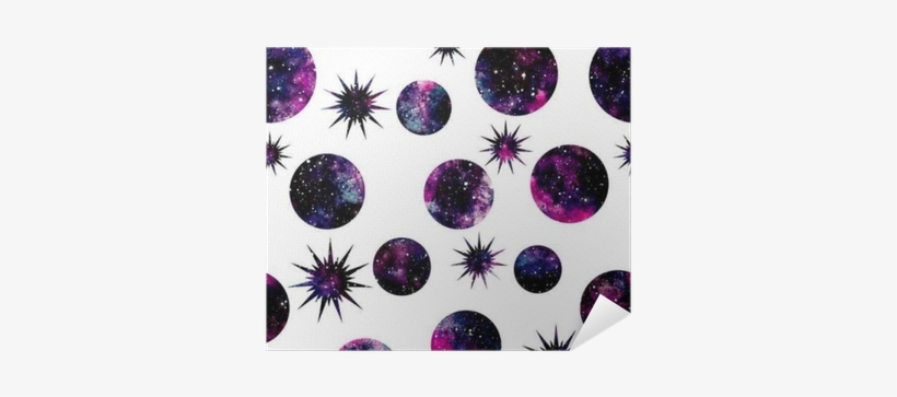 Watercolor Circles, Stars And Galaxy Seamless Pattern - Watercolor Painting, transparent png