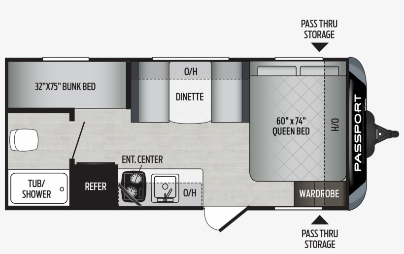 Passport 175bh Sl Series Travel Trailer - Floor Plan, transparent png