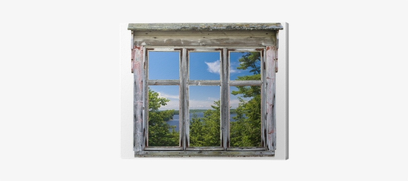 Scenic View Seen Through An Old Window Frame Canvas - Vinilos Ventana Pared Invierno, transparent png