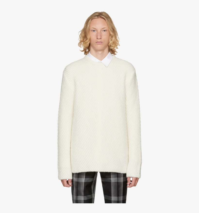 Long Sleeve Cotton Poplin Sweater In White - Cardigan, transparent png