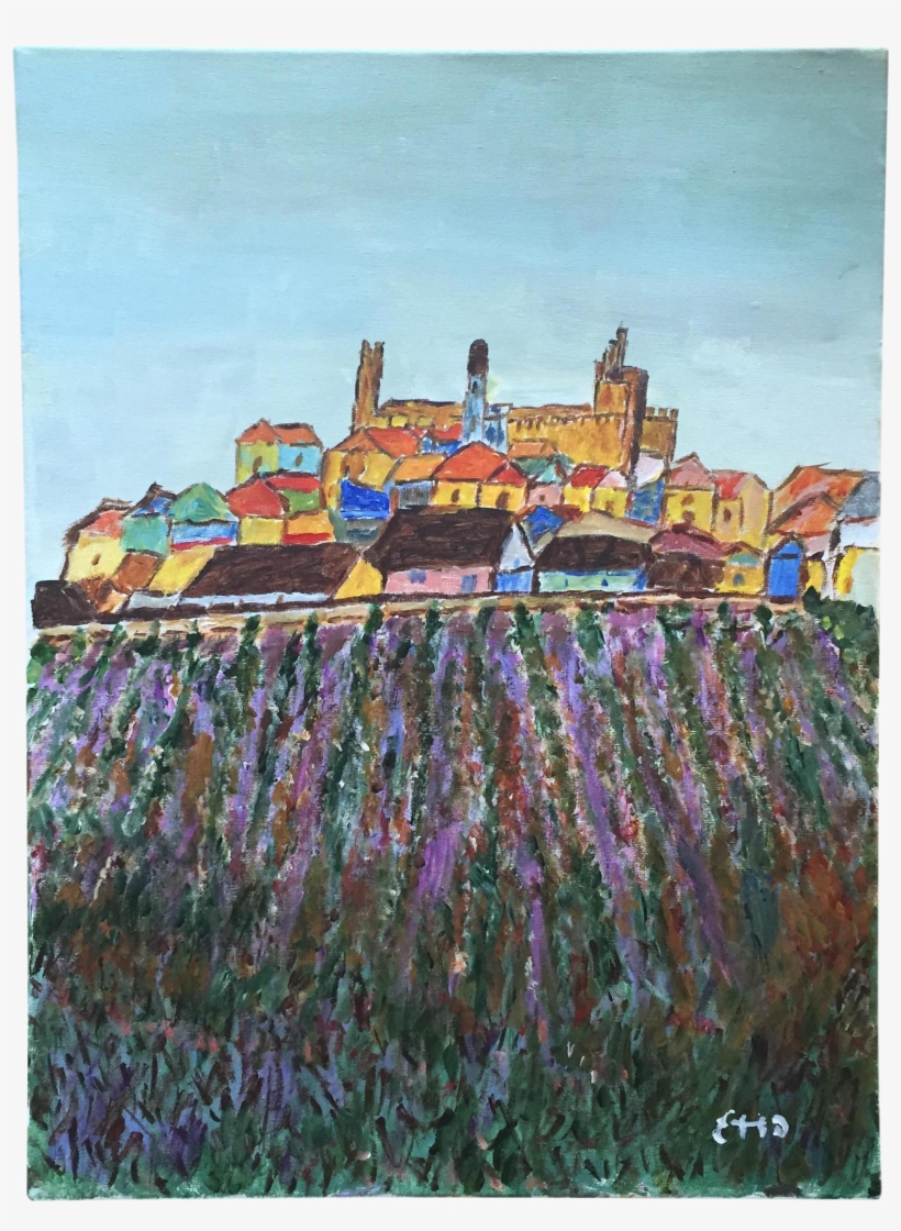 Original Scenic Landscape Tuscan Town Acrylic On Canvas - Painting, transparent png