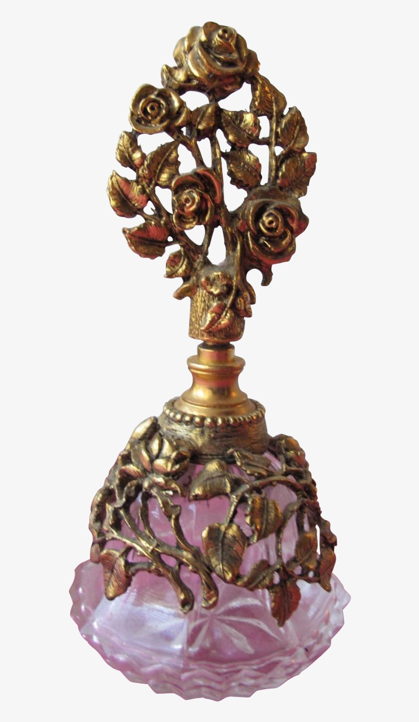 1950's Perfume Bottle Of Glass And Brass - Crystal, transparent png