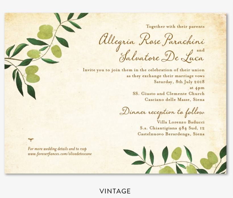 Olive The Toscane Invitations - Floral Design, transparent png