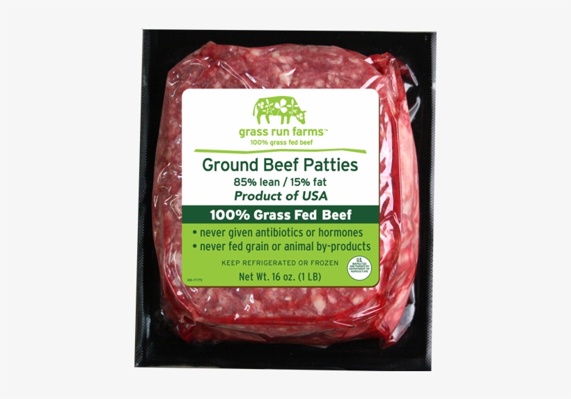 Grass Run Farms 85% Beef Patties, 1 Lb, transparent png