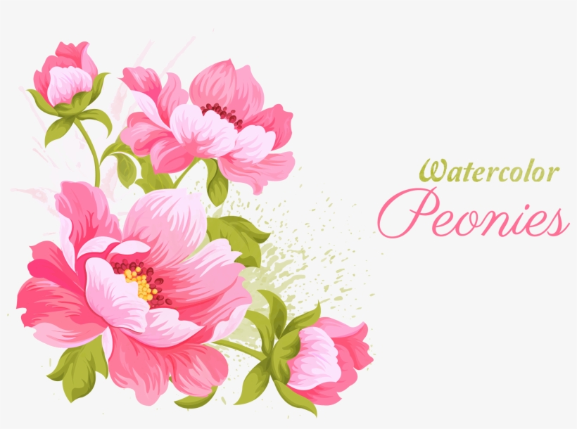 Pink Flowers Wedding Invitation Watercolor Painting - Watercolor Peonies Vector, transparent png