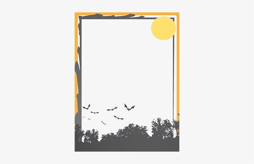 Halloween Photo Frame Border With Flying Bats - Halloween Paper Border Png, transparent png