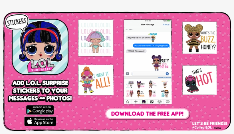 L - O - L - Surprise Stickers App - Doll, transparent png