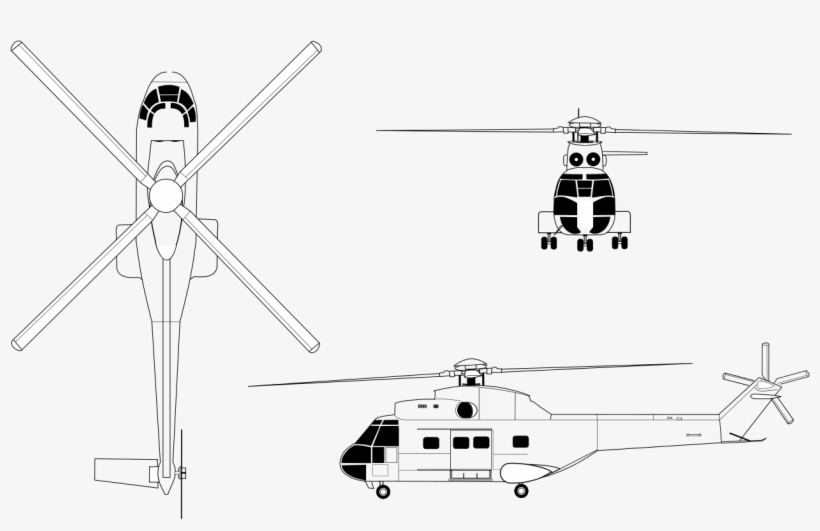 Aérospatiale Sa 330 Puma Blueprint - Aérospatiale Sa 330 Puma, transparent png