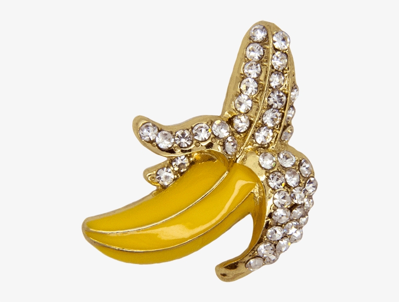 Banana Rhinestone Brooch, Gold - Gold, transparent png