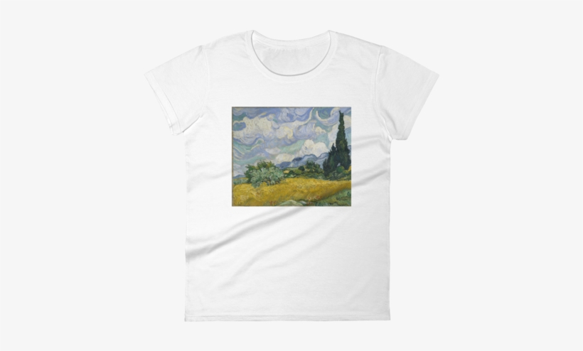 Wheat Field With Cypresses Cotton Art Tee For - Vincent Van Gogh, transparent png