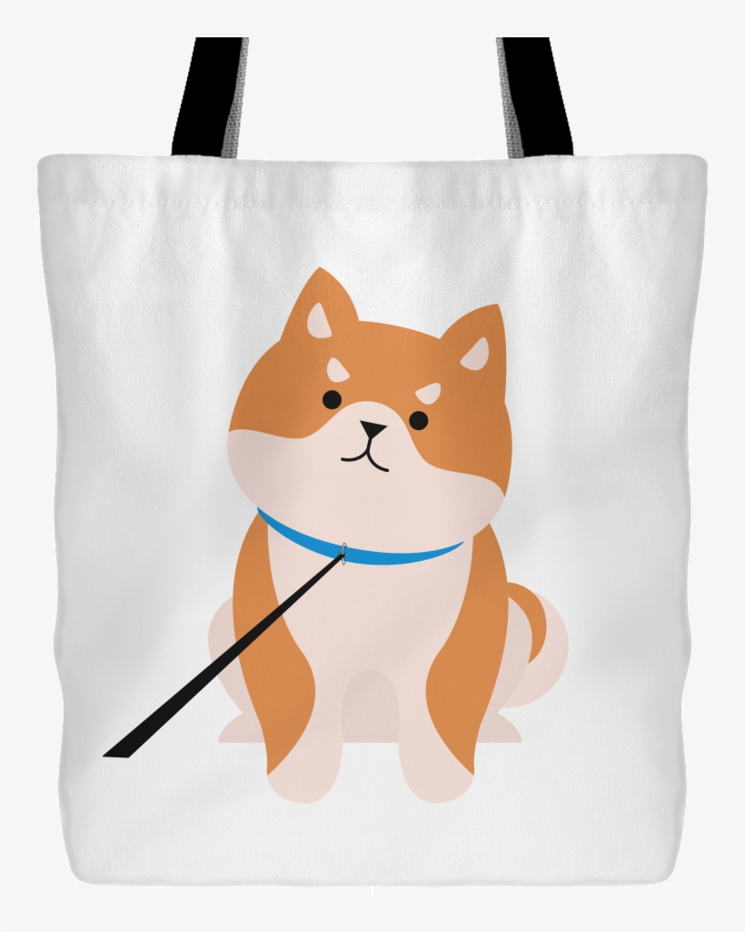 Cute Shiba Inu On A Leash Tote Bag White - Tote Bag, transparent png