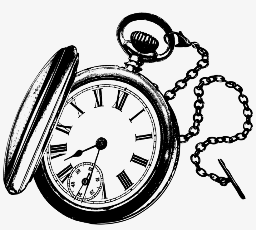 Filigree Drawing Pocket Watch - Clip Art Pocket Watch, transparent png