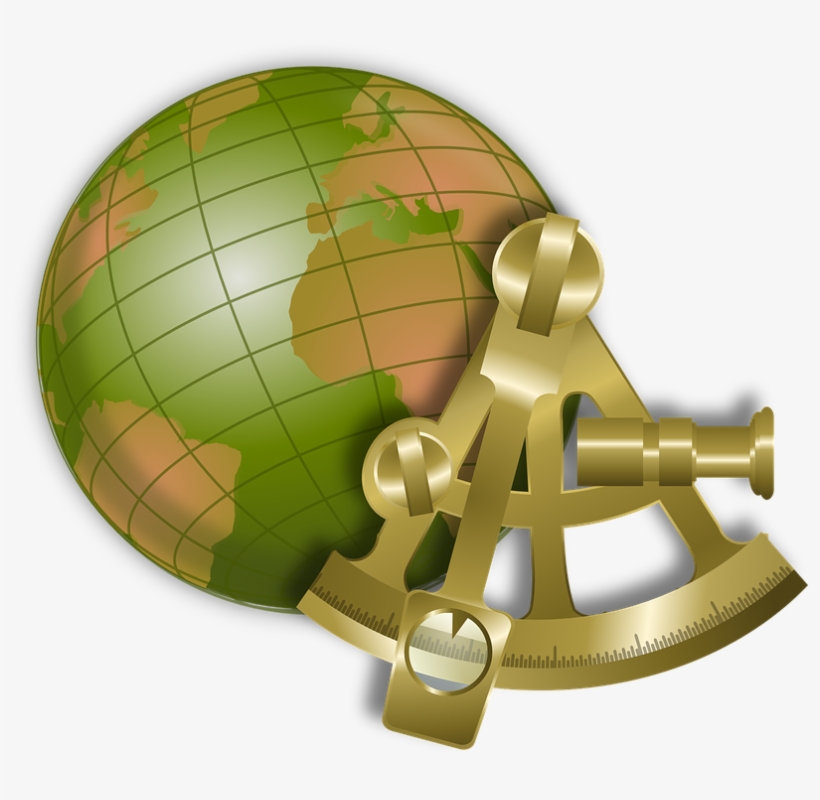 Globe Map Nautical Sextant World Navigatio - Clipart Sextant, transparent png