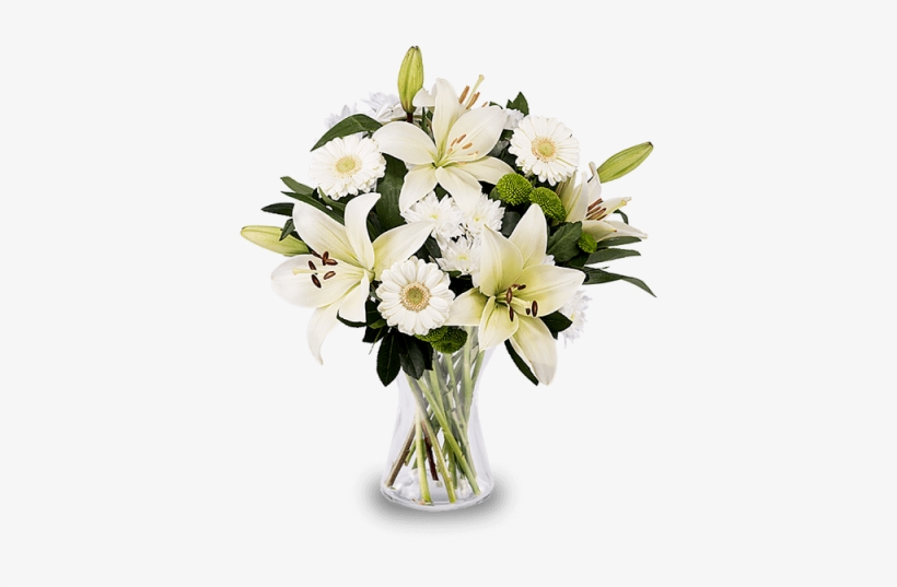 White Lilies And Gerberas - Vazoda Çiçek, transparent png