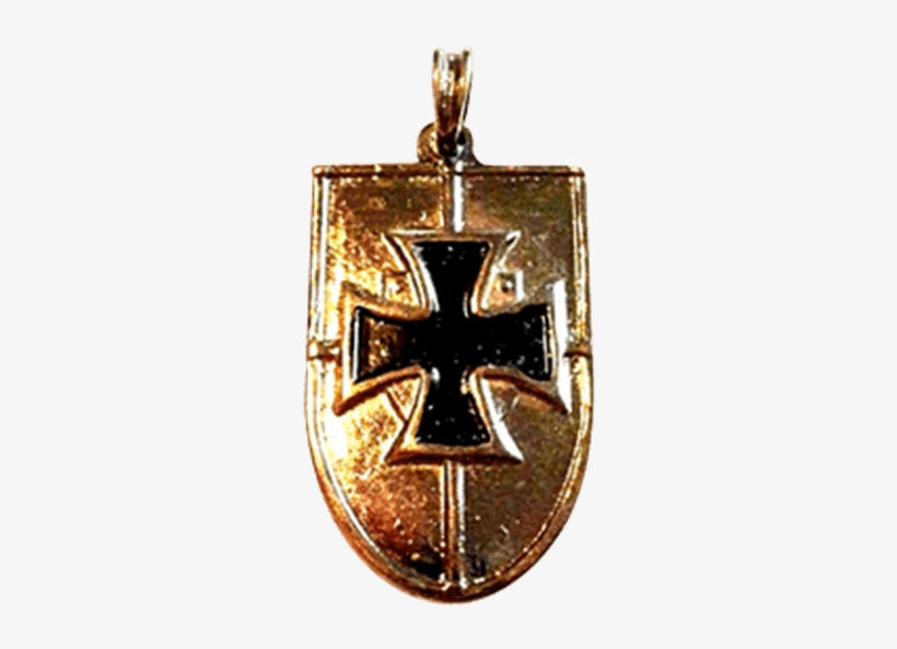 German Shield Pendant With Cross - German Shield Pendant With Cross - Gold Finish, transparent png