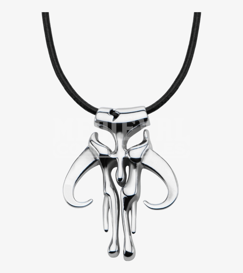 Mandalorian Pendant With Leather Cord, transparent png