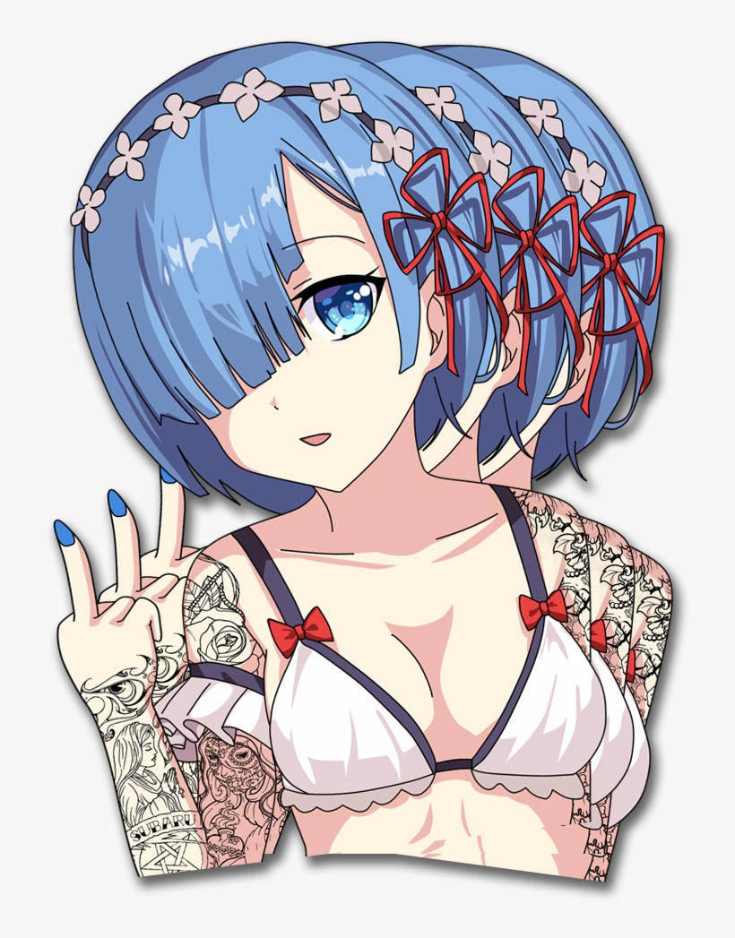 Image Of Tatted Rem - Cartoon, transparent png