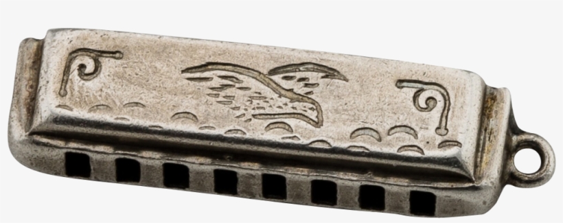 Vintage Sterling Harmonica Charm Works Cords, Guitar, - Harmonica, transparent png