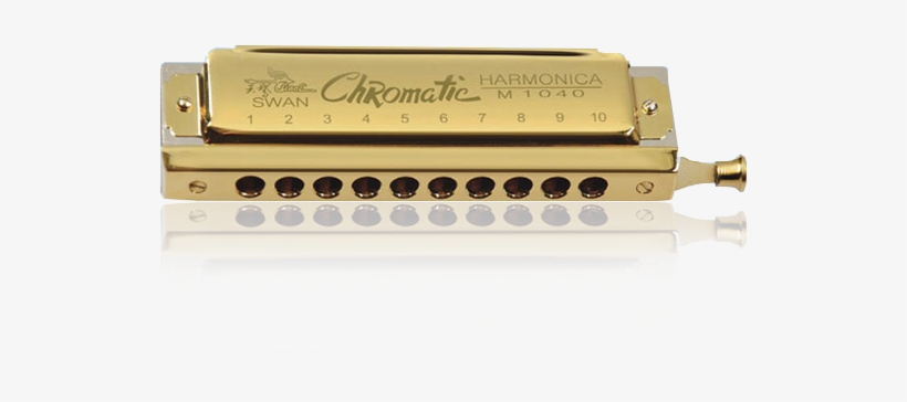10 Ho1e 40 Tone Chromatic Laser-printing Golden Harmonica - Swan Harmonica In C Key 10 Holes 40 Tone Mouth Organ, transparent png