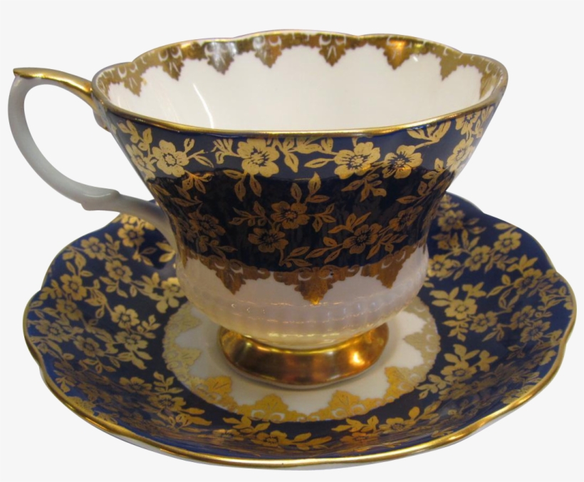 Royal Albert Tea Cup And Saucer England Consort Series - Blue And Gold Tea Cup, transparent png
