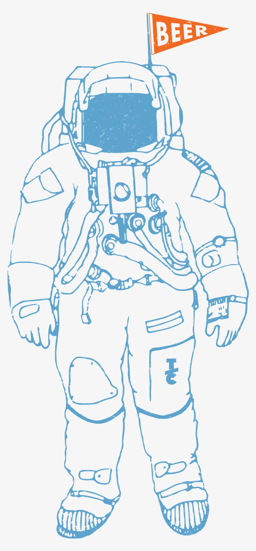Astronaut With Beer Flag - Drawing, transparent png