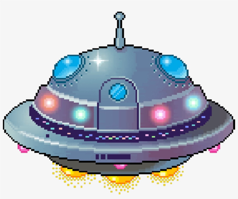 Pixel Space Ufo Spaceship Metal Lights Colors Alien - Pixel Ufo, transparent png