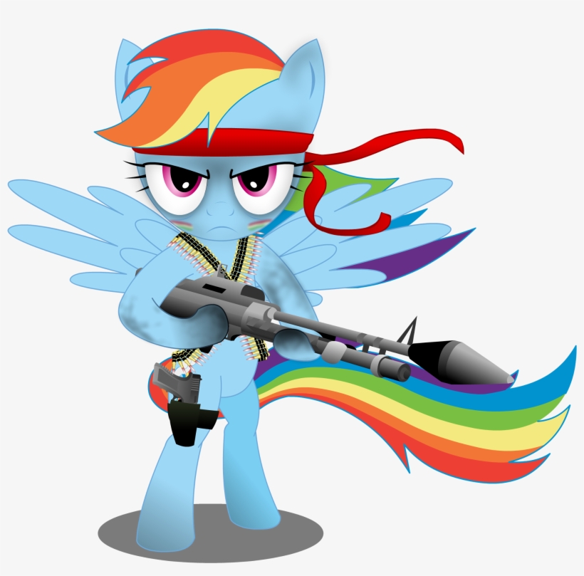 Gonein10seconds, Bandana, Bandolier, Bipedal, Female, - Rainbow Dash With Guns, transparent png