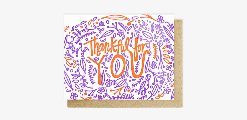 Thankful For You Letterpress Card, transparent png