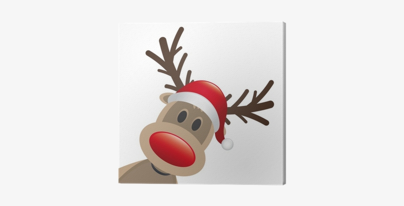 Rudolph Reindeer Red Nose And Hat Canvas Print • Pixers® - Renne Babbo Natale Rudolph, transparent png