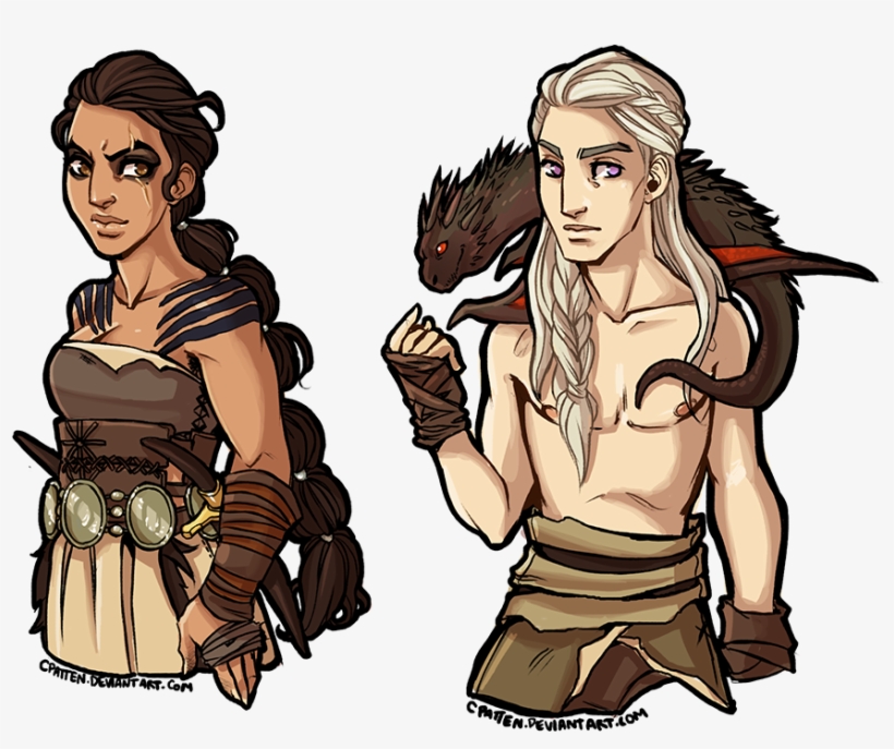 Banner Black And White Stock Drogo Dany Genderbend - Game Of Thrones Funny Fan Art, transparent png