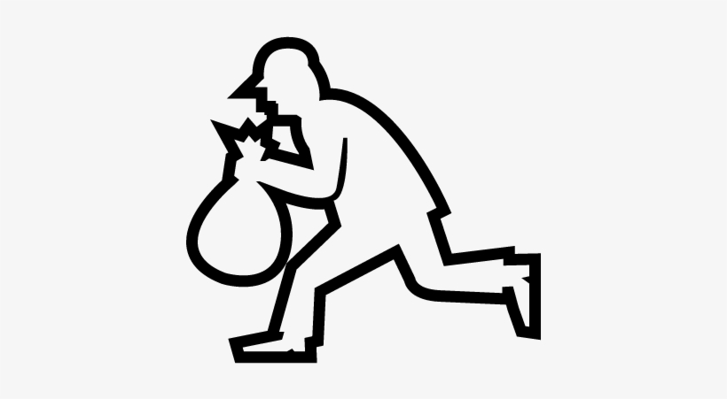 Robber Running Silhouette With A Bag Vector - Bank Robber Silhouette, transparent png