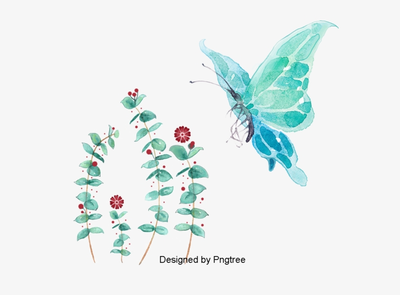 Cartoon Hand-painted Butterfly Flower Design, Cartoon, - Butterfly, transparent png