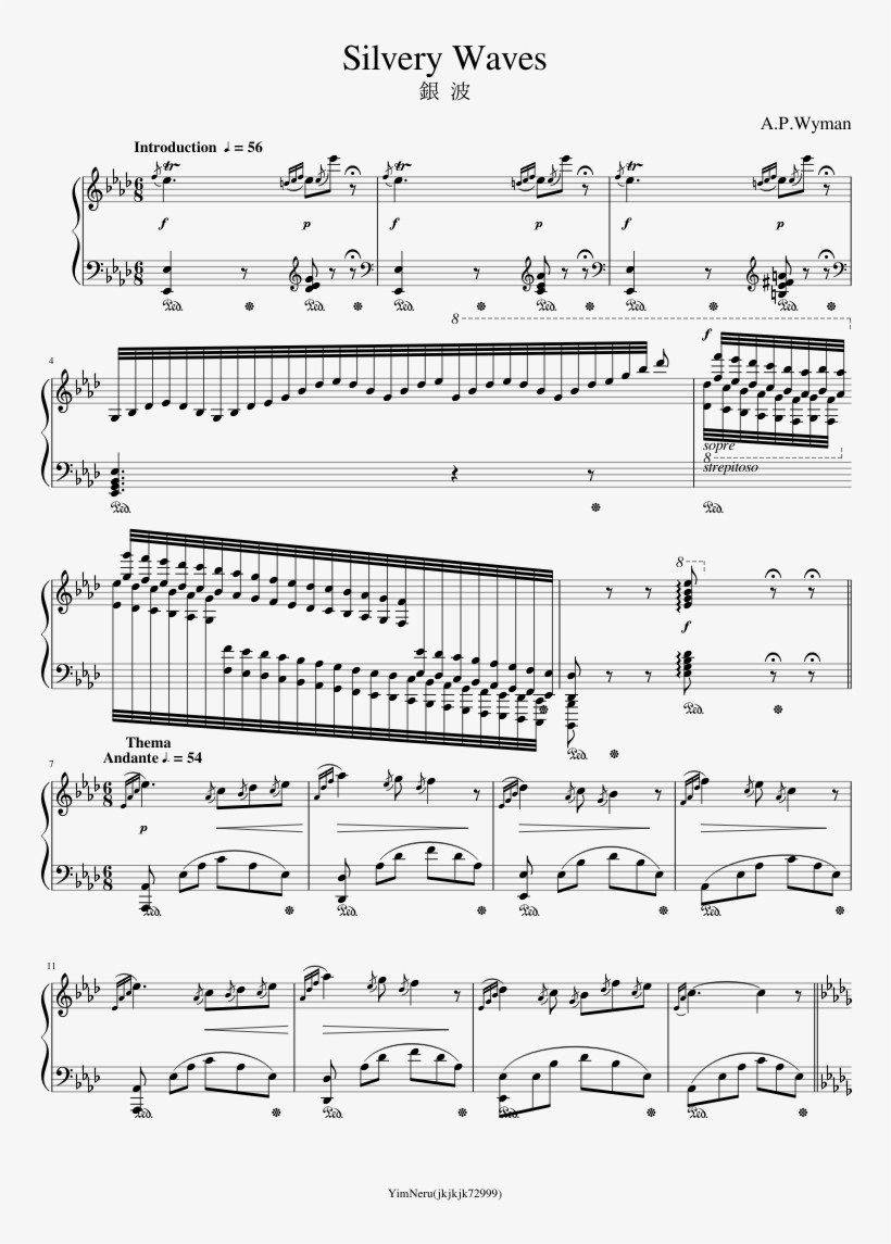 Silvery Waves Sheet Music Composed By A - Sheet Music, transparent png