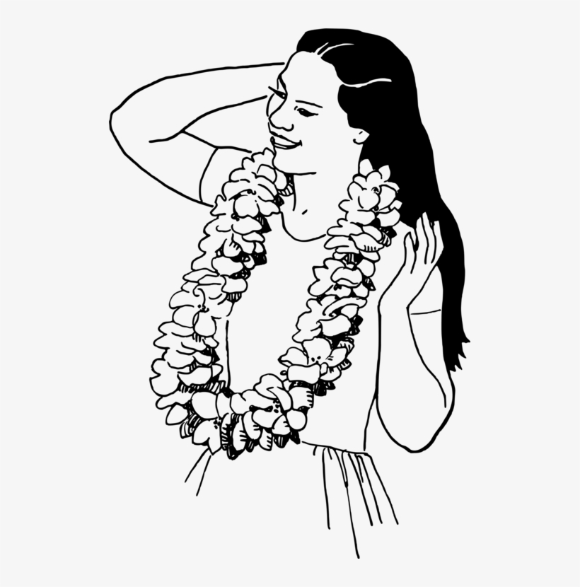 Hawaiian Language Lei Drawing Download - Lei Clip Art Black And White, transparent png