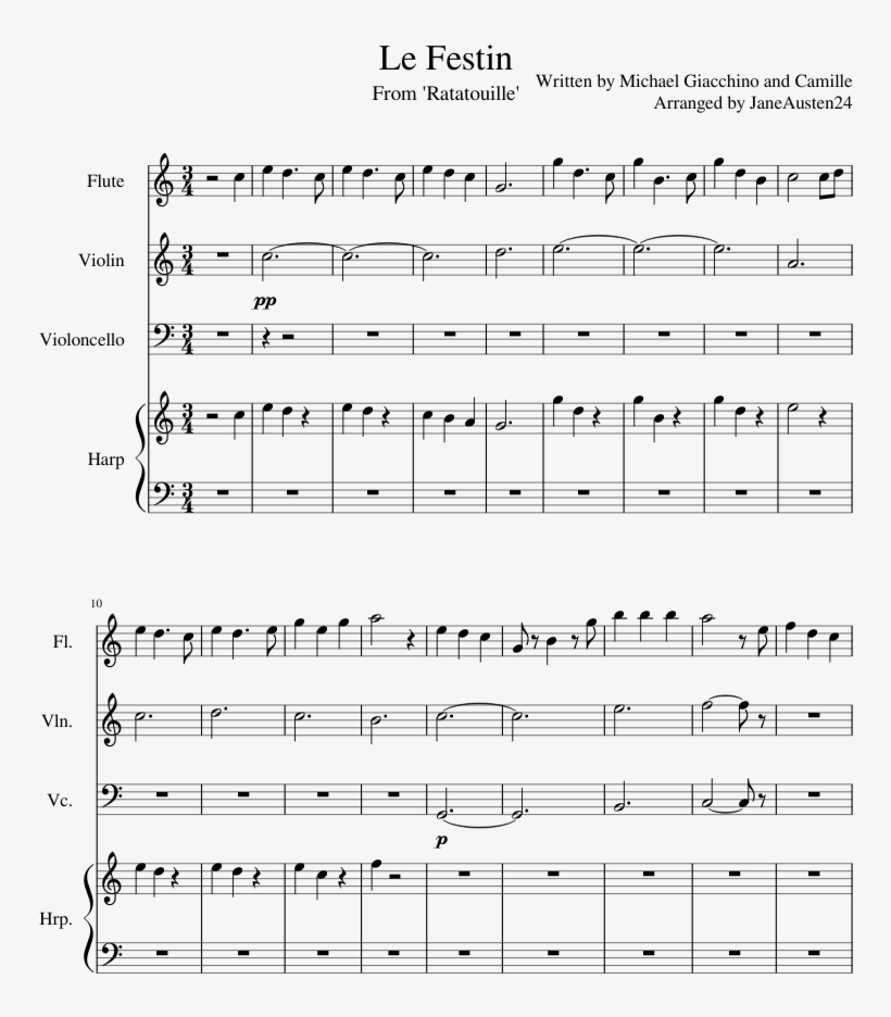 Le Festin Sheet Music Composed By Written By Michael - Best Of Wives And Best Of Women Violin Chords, transparent png