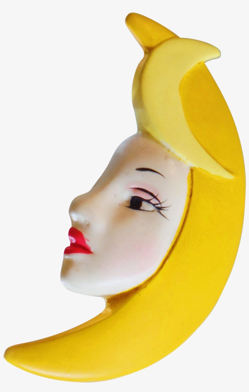 Vintage Yellow Moon Brooch - Mask, transparent png
