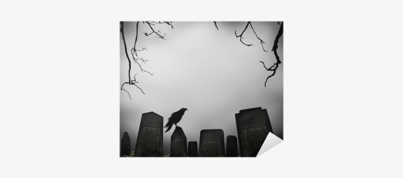 Horror Scene With Cemetery And Raven Silhouette Poster - Leave The Grave Green [book], transparent png