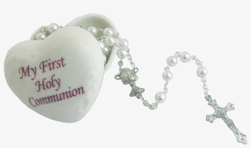 First Communion Keepsake Box With Rosary - First Communion Porcelain Pink Heart Rosary Keepsake, transparent png