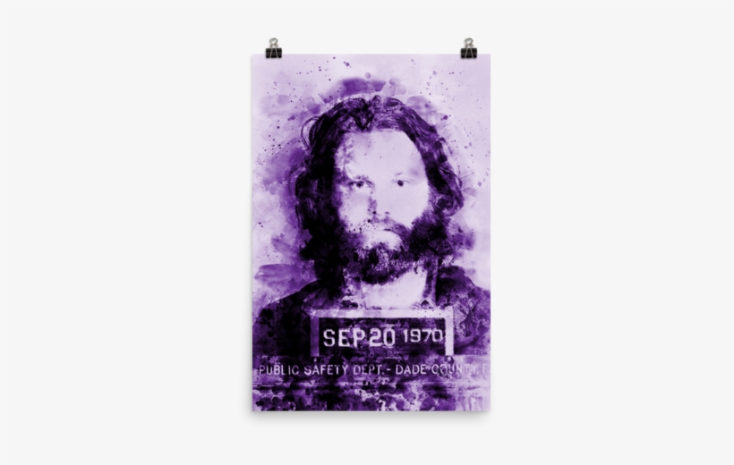 Jim Morrison Mugshot Watercolor Poster - Watercolor Painting, transparent png
