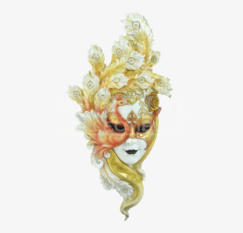 Gold Peacock Mask Wall Plaque - Gold Carnival Mask Png, transparent png