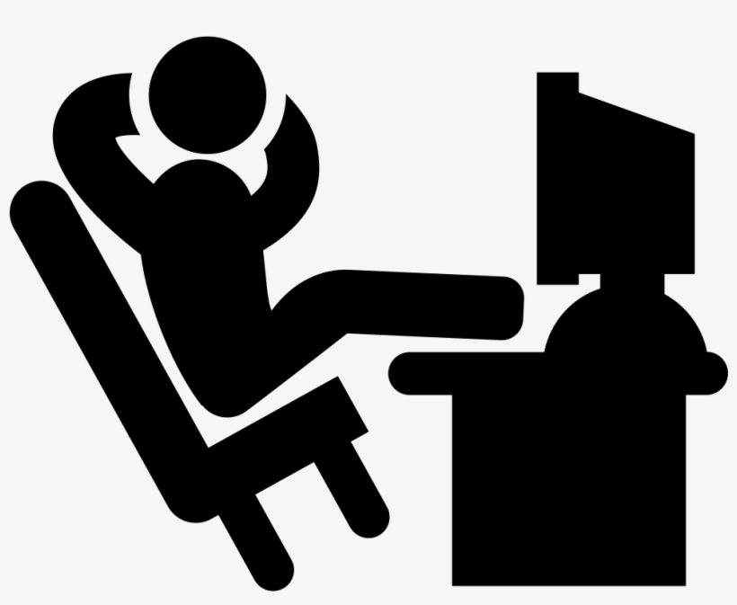 Comfortable Office Worker With His Legs Lying On The - Man At Computer Icon, transparent png