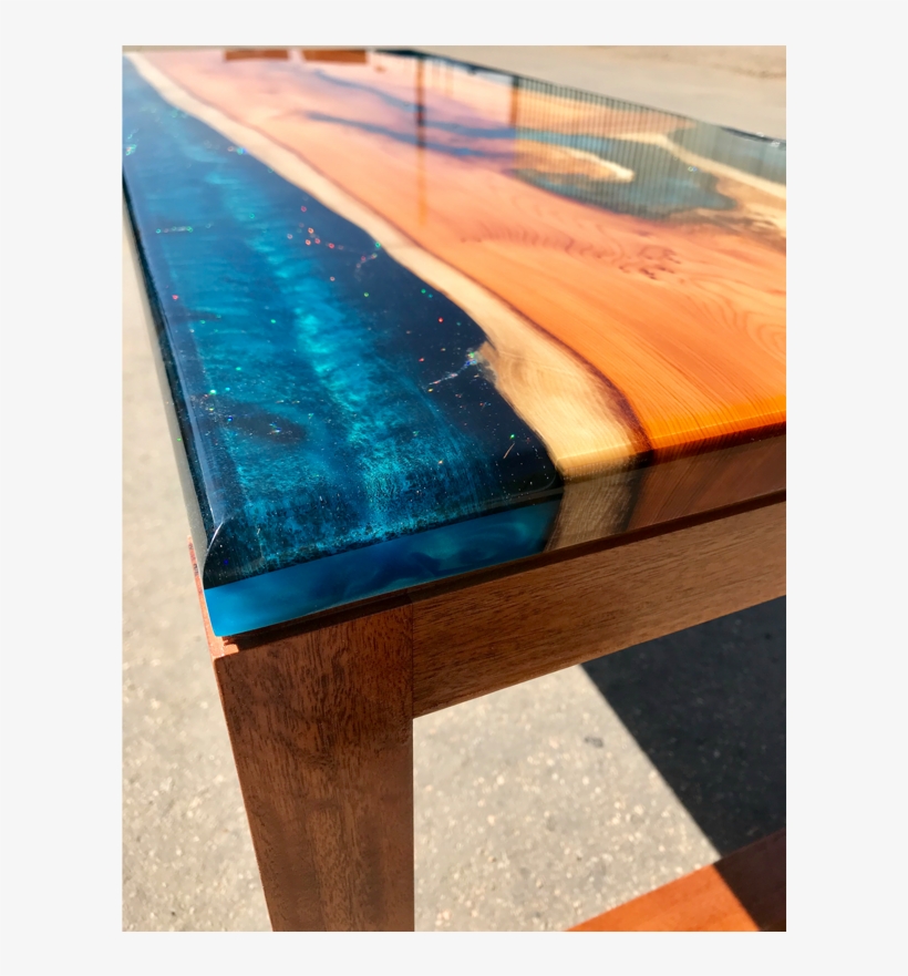 Yew & Reef Blue Resin River Coffee Table Thumbnail - Live Edge, transparent png