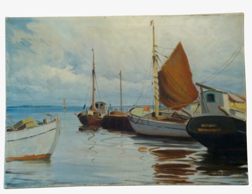 Fine Art Wonderful Dutch Nautical Scene Hand Painted - Oil Painting, transparent png