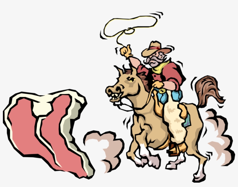 Vector Illustration Of Western Cowboy Rides Horse To - Cowboy, transparent png