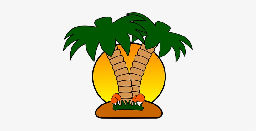 Island Mushroom Palm Palm Tree Summer Sun - Isla Con Palmeras Png, transparent png