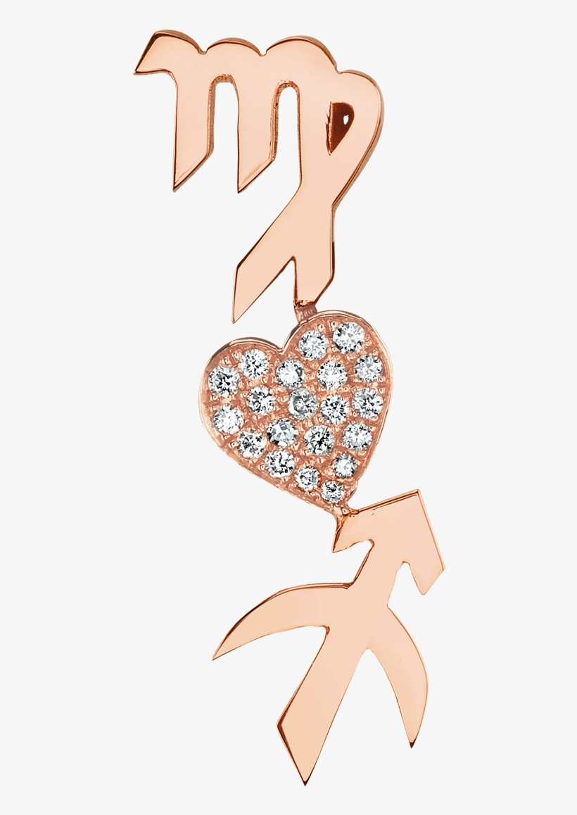 Diamond Heart And Zodiac Earring - Zodiac, transparent png