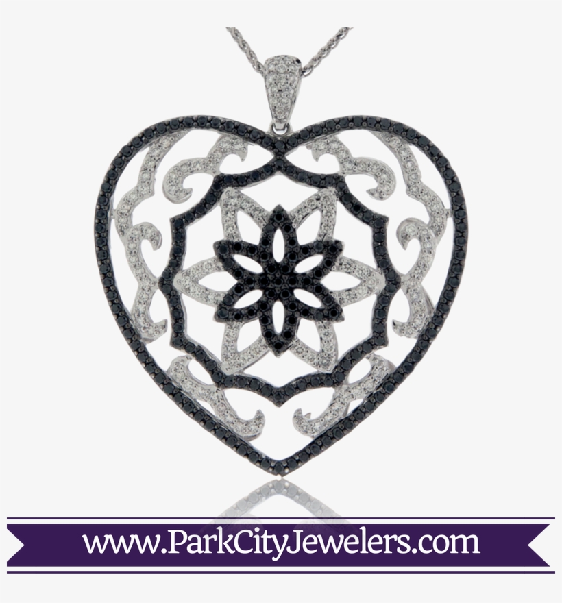 White And Black Diamond Heart Pendant - Mountain Earrings With Diamonds, transparent png