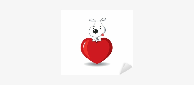 A Funny Dog Sitting On The Red Heart -vector Illustration - Dog Love 04 Tile Coaster, transparent png