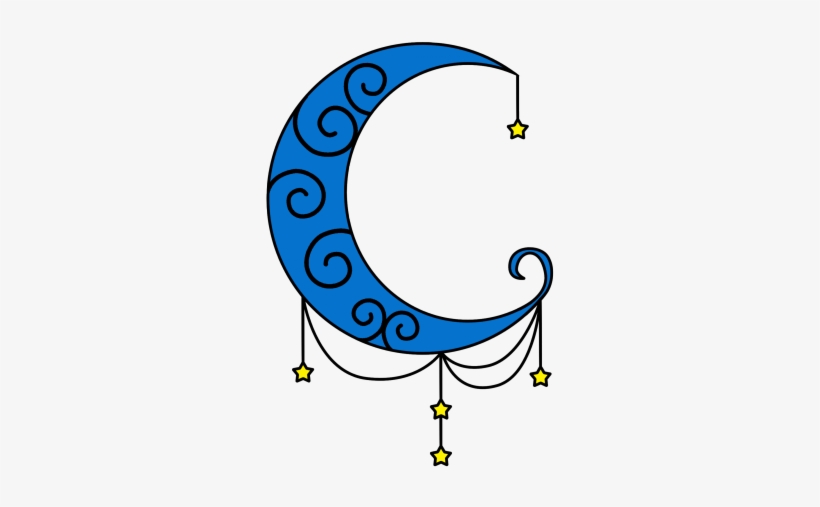 Moon With Dangling Stars, transparent png