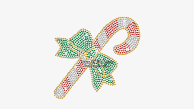 Quality Iron-on Christmas Candy Cane Rhinestone Transfer, transparent png